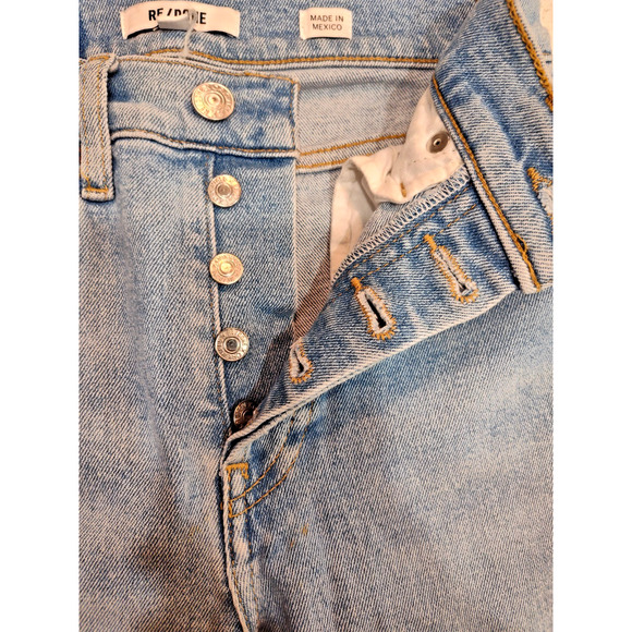 Re/Done Blue Buttonfly 90s High Rise Cotton Women's Ankle Crop Jeans Size 24 - Picture 5 of 9